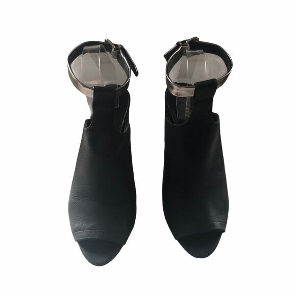 3.1 Phillip Lim Vincent Leather Mule Black Silver Peep Toe Ankle Strap 40 EUC - Picture 6 of 11